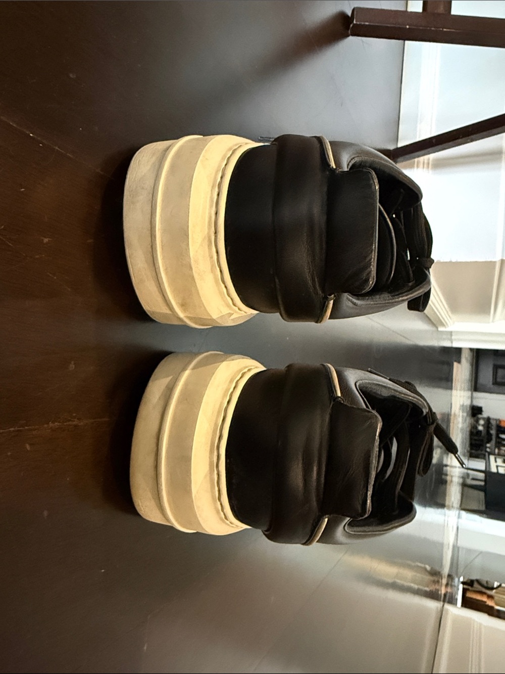Salvatore Ferragamo Black Leather Low-Top Sneakers with White Sole - Picture 3 of 11